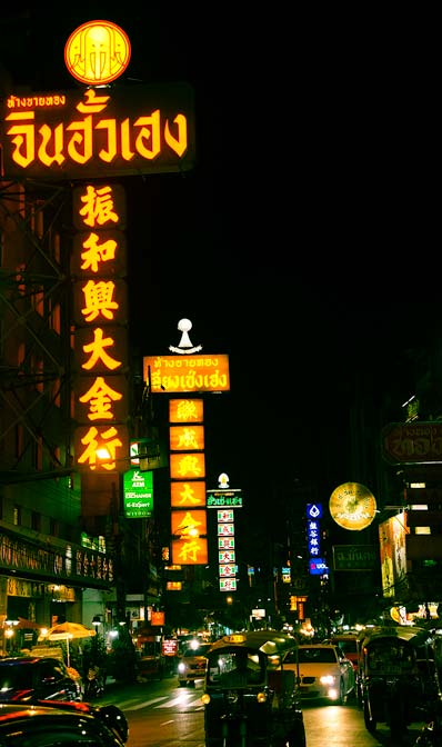 china town at night, bangkok