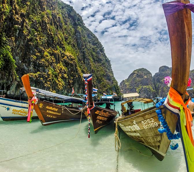 Boats on Koh Phi Phi Leh Beach