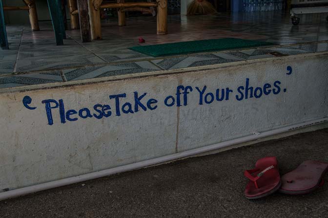 Removing shoes was custom prior to entering any facility. 