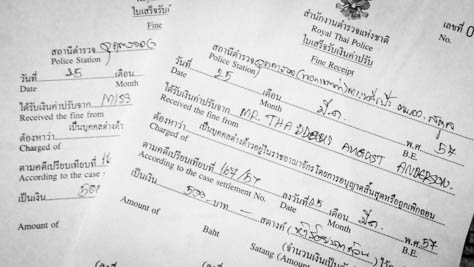 Thailand immigration fine.